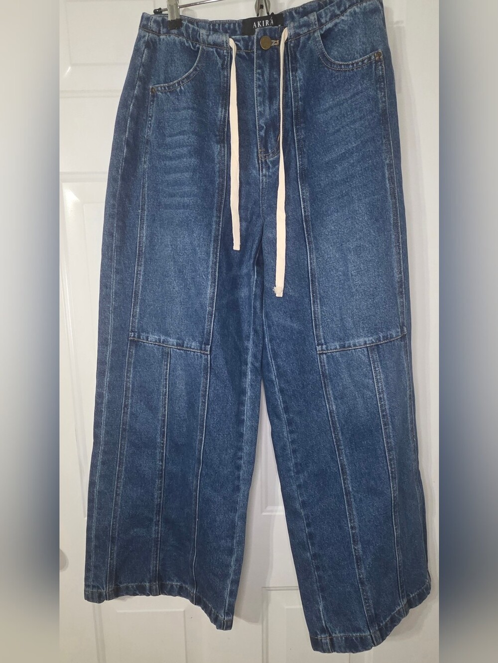 Akira Women’s Blue Denim Wide-Leg Jeans